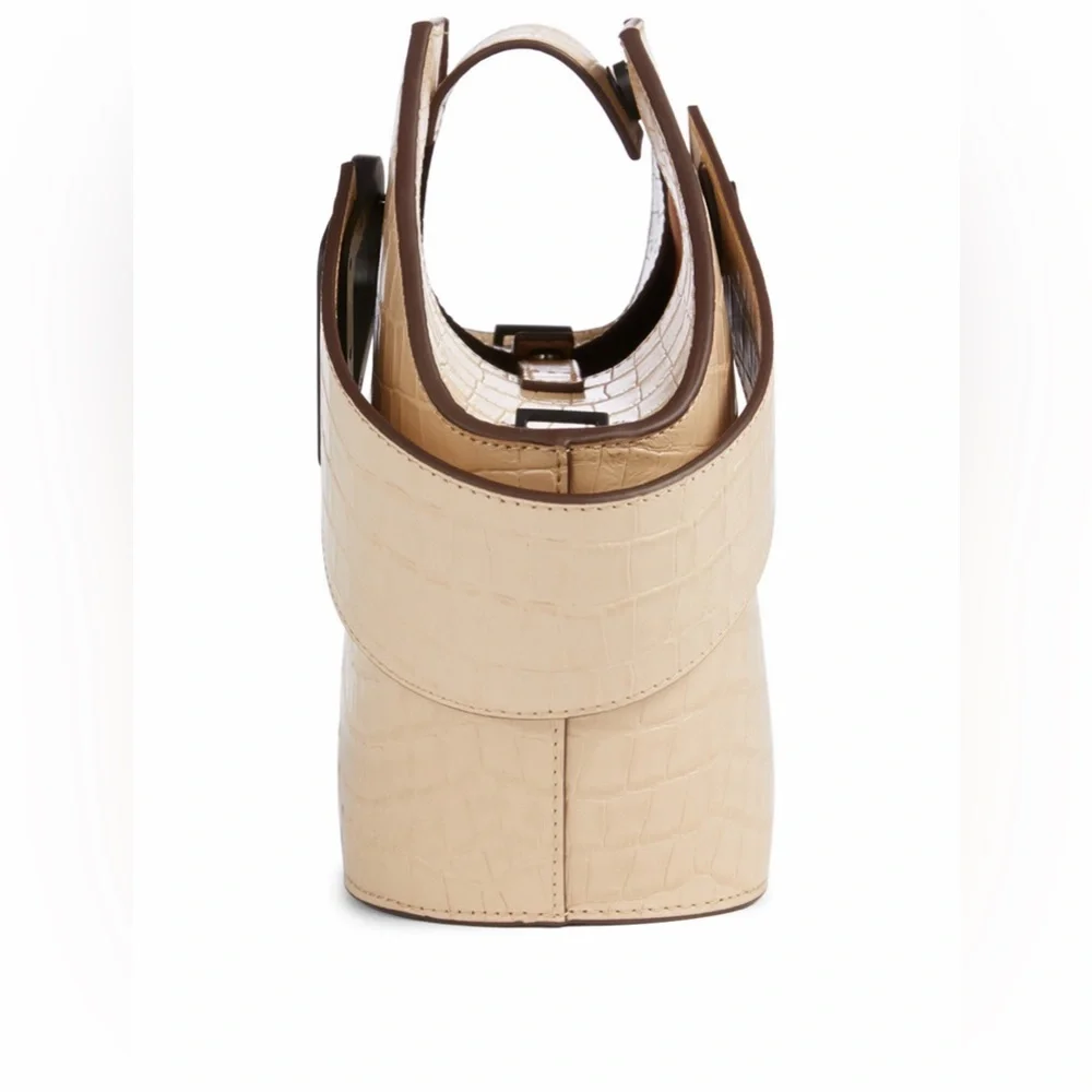 DANSE LENTE Mini Johnny Croc-Embossed Leather Hexagonal Bucket Bag